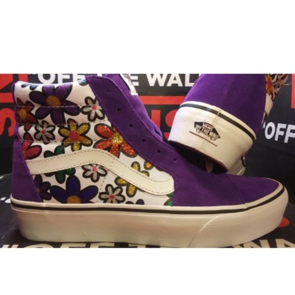 VANS Sk8-Hi Platform 2 Glitter Daisies Rainbow White Purple Men's 3.5/Women's 5 - Picture 8 of 12